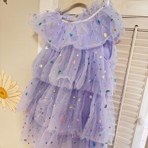 Lola + The Boys Lavender Dress with Heart Accents EUC 4T